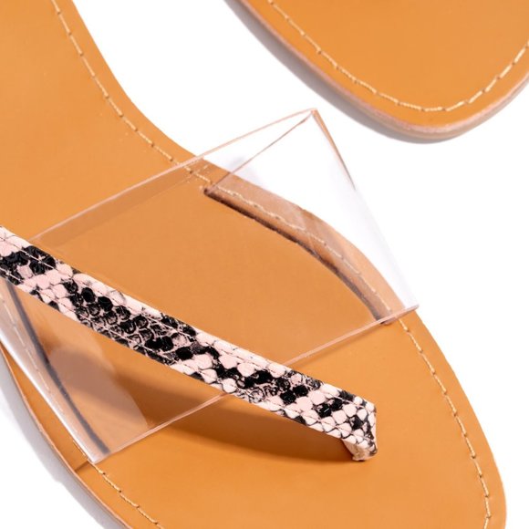 Pink Snake Clear Strap Thong Strap Sandal - Picture 5 of 5